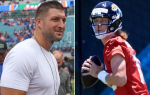 Tim Tebow catches 2 TD passes from Trevor Lawrence at OTAs